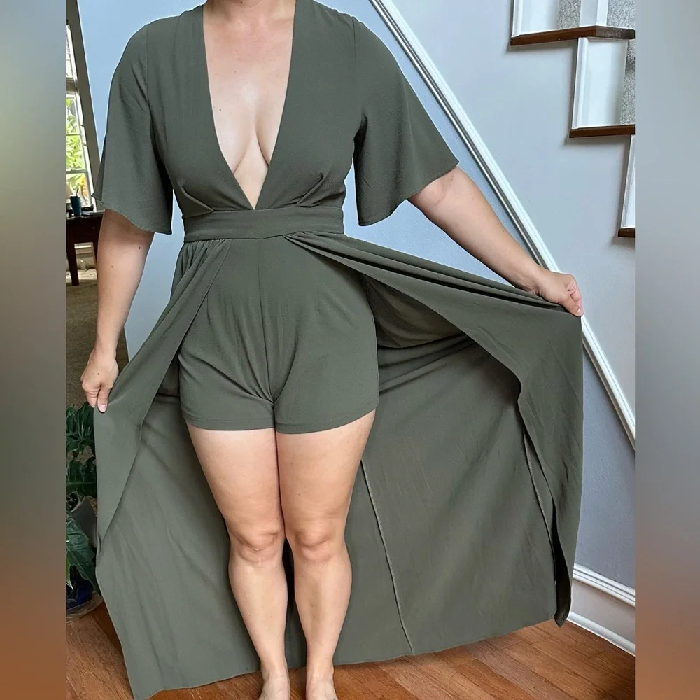 Tobi olive green high low dress - Picture 5 of 10